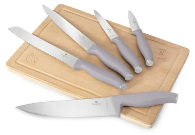 Obrázok produktu pre 6-dielna sada nožov s bambusovou doskou na krájanie Taupe Berlinger Haus BH 2967