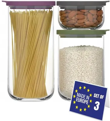Vorratsgläser-Set 3er (380/1000/1400 ml) stapelbar Glas