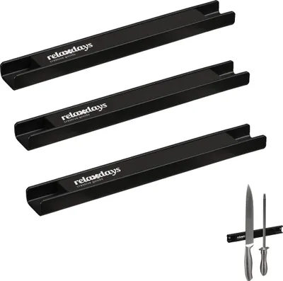 Magnetstreifen-Set 3er, Stahl, 20 cm, schwarz
