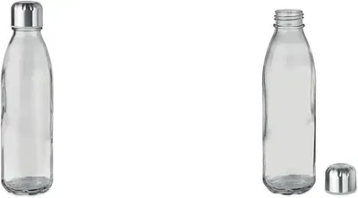 Produktbild von Trinkflasche aus Glas. Verschluss aus Edelstahl. Füllmenge: 650 ml. 2er Set