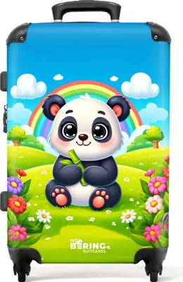 Produktbild von NoBoringSuitcases.com® Großer Koffer - Pandabär-Katze für Regenbogen - Kombinationsschloss TSA - Hartschalen Trolley 4 Rollen - 72 liter - Reisekoffer - 66 cmKoffer Mittelgroß 67x43x25 cm, 72L,