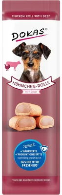 Produktbild von Dokas Dog Snack Hühnchen-Rolle mit Rind 10gx10