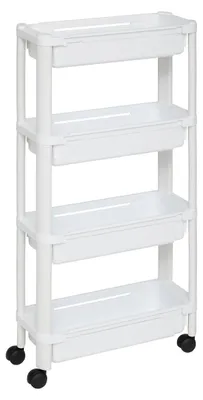 Produktbild von Schmaler Küchenwagen auf Rädern SIMPLE, aus Kunststoff, 37,6 - 60 x 15 x 78,5 cm