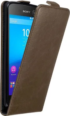 Produktbild von Cadorabo Hülle für Sony Xperia M5 Schutz Hülle in Braun Flip Etui Handyhülle Case Cover