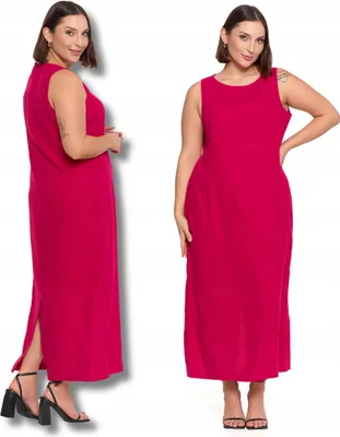 Produktbild von kleid - maxikleid Größe XL - damenkleid Rot - sommerkleid - leinenkleid