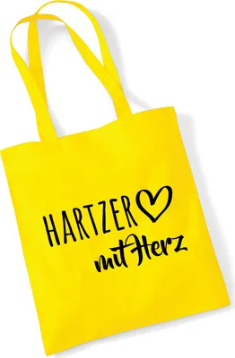 Produktbild von Huuraa Jutebeutel Hartzer mit Herz 10 Liter Yellow Baumwolle Tasche Geschenkidee