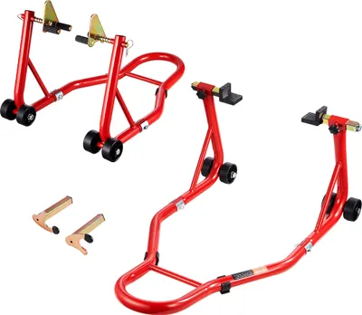 Image de VEVOR Cric de béquille de moto (capacité de charge 385 kg), support de bobine de bras oscillant arrière fourche U+L, convient à la plupart des motos de Yamaha, Honda, Kawasaki, Suzuki, rouge