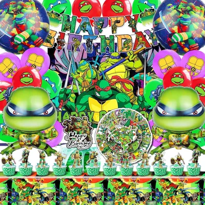 Produktbild von Geburtstagsdekoration – Schildkröten. Geburtstagsballons – Schildkröten. Latexballons – Folienballons – Schildkröten. Geburtstagsdeko-Set – Tischdecke