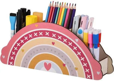 Produktbild von Kinderbüro Organizer Regenbogen Stifthalter Bleistiftkast aus Holz, Kinderbüro-Organizer für Kinder Stifthalter und Klassenzimmer-Organisation