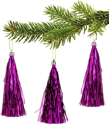 Produktbild von 10 Lamettini Lila Lametta Anhänger Weihnachtsanhänger