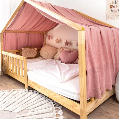 Obrázek produktu pro Nebesa na domečkovou postel 135x420 cm starorůžová se zlatou aplikací - 1 pruh látky