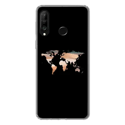 Produktbild von MuchoWow® Handyhülle Schutzhülle Hülle für Huawei P30 Lite Weltkarte - Farbe - Schwarz Silikon Softcase Handy Hülle - Handyhülle