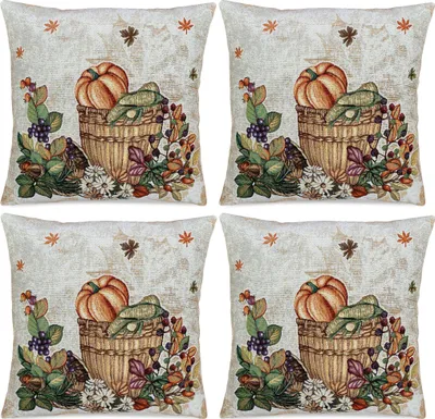 Produktbild von 4er Set Kissenhüllen 45x45 cm mit Kürbissen Gobelin als Herbst-Deko