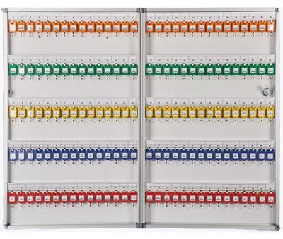 Imagen del producto de Caja para llaves de montaje en pared con 150 ganchos y espacio para etiquetas
