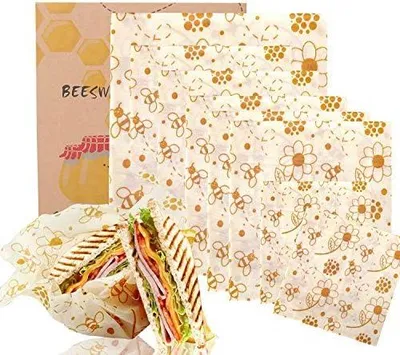 Produktbild von Bienenwachstücher 8 Stücke - e Bienenwachs-Wraps aus 100% Naturwachs & Baumwolle | Wiederverwendbare Frischhaltefolie für Lebensmittel, Plastikfrei & Umweltfreundlich