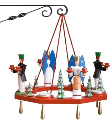 Produktbild von Lichterkranz  Adventskranz rot mit Engel und Bergmann BxT = 38x38cm NEU