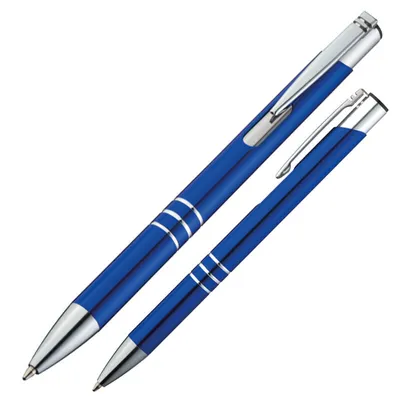 Produktbild von 10 Kugelschreiber aus Metall / Farbe: blau