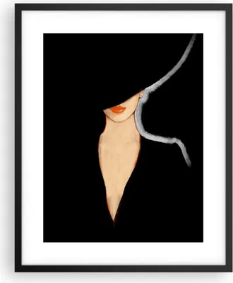Produktbild von Gerahmtes Poster - Schwarzer Rahmen - Schwarz Frau Hut - 40x50 cm - Wand Bild - Wanddeko - Wandbilder - Kunstposter - Wandposter - Bilderrahmen - Bilder - Kunstdruck - Wandbild - P2BPA40x50-4341