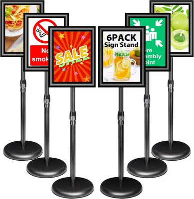 Imagen del producto de Soporte ajustable para carteles de aluminio, formato A4, para menús, anuncios, promociones, avisos, señalización (, paquete de 6 unidades)