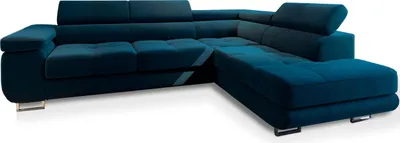 Produktbild von Masseno Ecksofa SELVA R-S mit Schlaffunktion L-Form, Sofa mit Bettkasten, Wohnzimmersofa, Couch, Soffa, Bettsofa, Couchgarnitur- Blau, MONOLITH 77