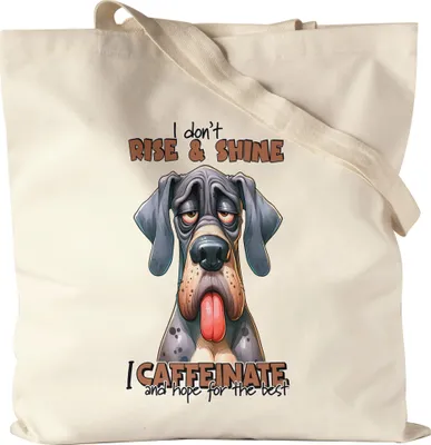 Produktbild von I don't rise & shine I caffeinate Jutebeutel lustiger Spruch Hund Kaffeeliebhaber