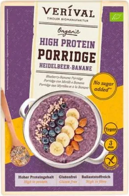 OWSIANKA PROTEINOWA Z BORÓWKĄ I BANANEM BEZ DODATKU CUKRÓW BEZGLUTENOWA BIO 350 g - VERIVAL
