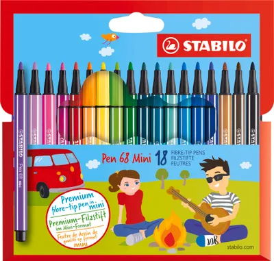 Produktbild von STABILO Premium-Filzstift - Pen 68 Mini - 18er Pack - 18 verschiedene Farben