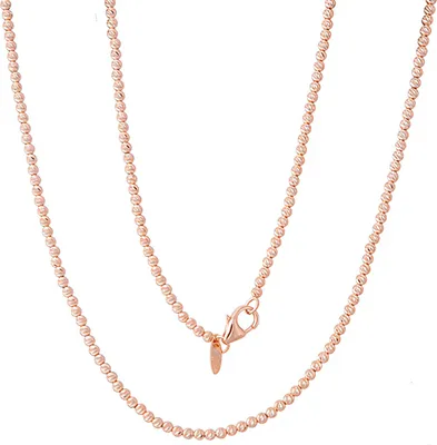 Produktbild von 585er Rotgold Collierkette Ankerkette mit diamantierten Kugeln