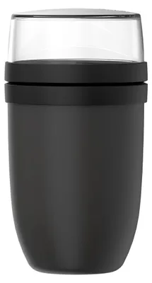 Produktbild von Mepal - Müslibecher xl Ellipse - Müslibecher To Go - Joghurtbecher To Go - Unterteilung für Joghurt & Müsli - Geeignet für Gefrierschrank, Mikrowelle & Spülmaschine - 750 + 300 ml - Nordic black