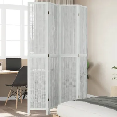 Produktbild von Design 4-tlg. Raumteiler Weiß Massivholz Paulownia, Raumteiler 2024 Neu
