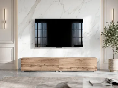 Produktbild von AX LIVING Barvo 2x100 cm TV Kommode Lowboard Braun Eiche Wotan Stehend