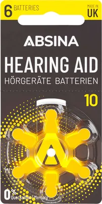 Produktbild von ABSINA Hörgeräte-Batterie Typ 10 / PR70, 6 Stück