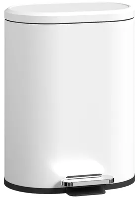 Productafbeelding van Pedaalemmer van 12 liter met deksel, voetpedaal, binnenemmer, soft-close functie, 30 x 25,5 x 37,5 cm, wit