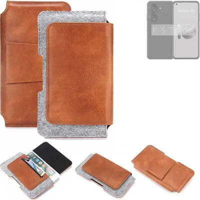 Produktbild von K-S-Trade Handyhülle Schutzhülle kompatibel mit Asus Zenfone 10 Gürteltasche Holster Gürtel Tasche Smartphone Tasche Handy Hülle Polyurethan+ Filz, braun