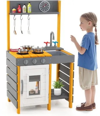 Immagine prodotto di Cucina da gioco per esterni - Legno - Cucina per giocare all'aperto con fornello e lavello