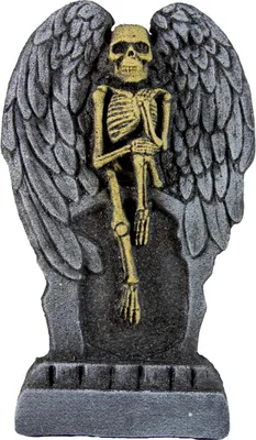 Produktbild von Skelett Engel auf Grabstein Deko 53cm