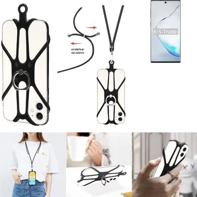 Produktbild von K-S-Trade 3in1 Handykette Handyband Handykordel Halsband Smartphone-Ring Handy-Ring kompatibel mit Samsung Galaxy Note10 5G Exynos Fingerhalterung