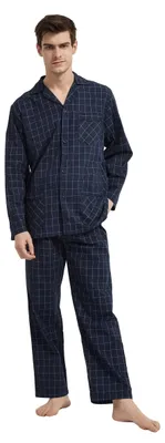 Produktbild von Herren Pyjama Set - 100% Baumwolle - Lange Ärmel - Atmungsaktive Nachtwäsche