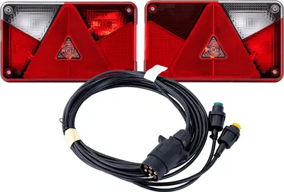 Produktbild von ASPOCK Beleuchtungsset Anhänger mit Multipoint V Rückleuchten, MANTES Kabelbaum 4 m 7-polig, 12 V Glühbirne, für Anhänger