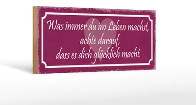 Produktbild von Holzschild Spruch 27x10cm achte darauf was glücklich macht