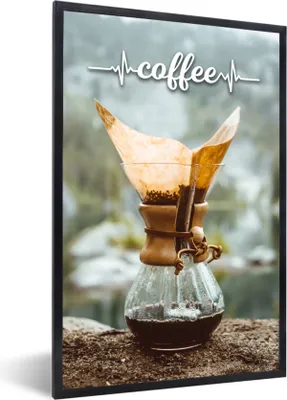 Produktbild von MuchoWow® Gerahmtes Poster Kaffee - Zitate - Sprichwörter - Kaffee 60x90 cm - Poster mit Schwarzem Bilderrahmen Wandposter Rahmen Foto Bilder - Kunst