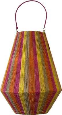 Produktbild von Van der Leeden Laterne STRIPED Jute Natur/Gelb/Orange/Fuchsia L | Ø 20cm H50cm