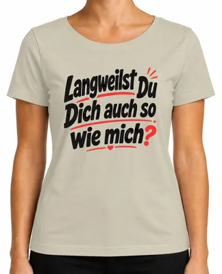 Immagine prodotto di Magari ti annoi anche tu come me. T-shirt divertente con scritta sarcastica, per donna, colore naturale