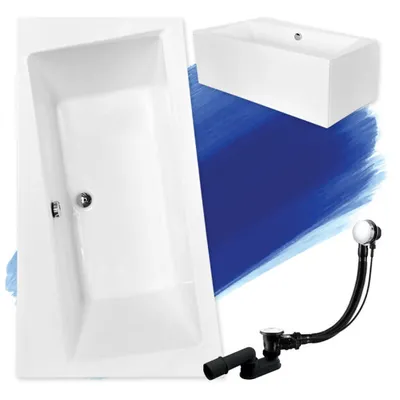 Zdjęcie produktu dla Wanna Akrylowa Zestaw 4w1 Asymetryczna 160x100 Lewa Biała + Obudowa Akrylowa, Nowoczesny Premium Syfon i Nogi (stelaż) w komplecie | BADLAND INFINITY