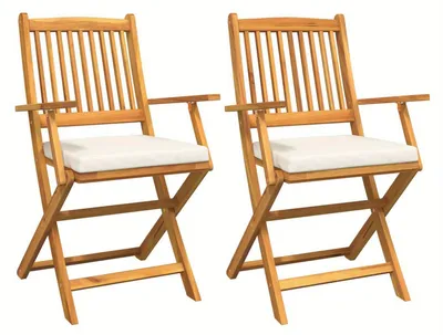 Image de Chaises de jardin - Chaises pliantes - Chaises rabattables - Chaises de balcon - Mobilier de jardin - Bois d'acacia - Lot de 2