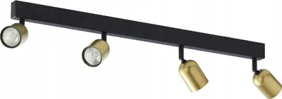Zdjęcie produktu dla Lampa sufitowa czarno-złota 4xGU10 metalowa Poczwórny reflektor natynkowy
