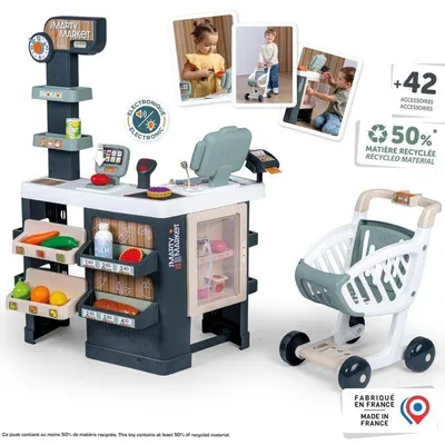 Immagine prodotto di Smoby Smarty, supermercato giocattolo per bambini, con cassa registratrice e scanner. Prodotto in Francia. Adatto a bambini dai 3 anni in su