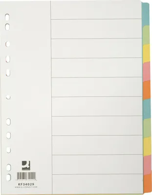 Immagine prodotto di Q-Connect® KF34029 Indice a colori - bianco, A4, cartoncino Manila, 10 fogli + copertina