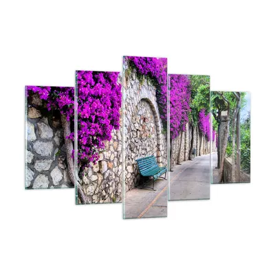 Produktbild von Bilder auf glas - Pflanzen Bank Straße Sommer - 150x100cm - Glasbilder - Wandbilder - Kunstdruck - zum Aufhängen bereit - Wanddekoration aus Glas - Glas Bilder - Wandbild auf Glas - GEA150x100-2790