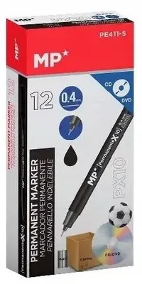 Produktbild von Permanenter Marker, 0,4 mm, für CD/DVD, schwarz, 12 Stück